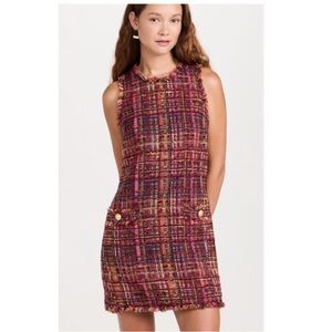 L'AGENCE Multicolor Florian Tweed Sleeveless Dress. Size XL